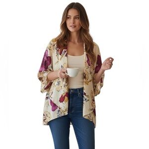 Anthropologie Odille Silk Wrap Kimono Top Jacket Women's Small